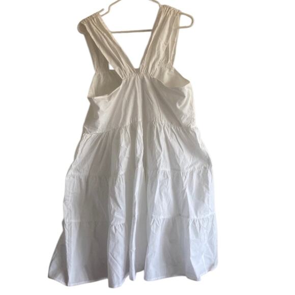 NWT Banana Republic Poplin Mini Tiered Dress V back in white size medium - Picture 7 of 10